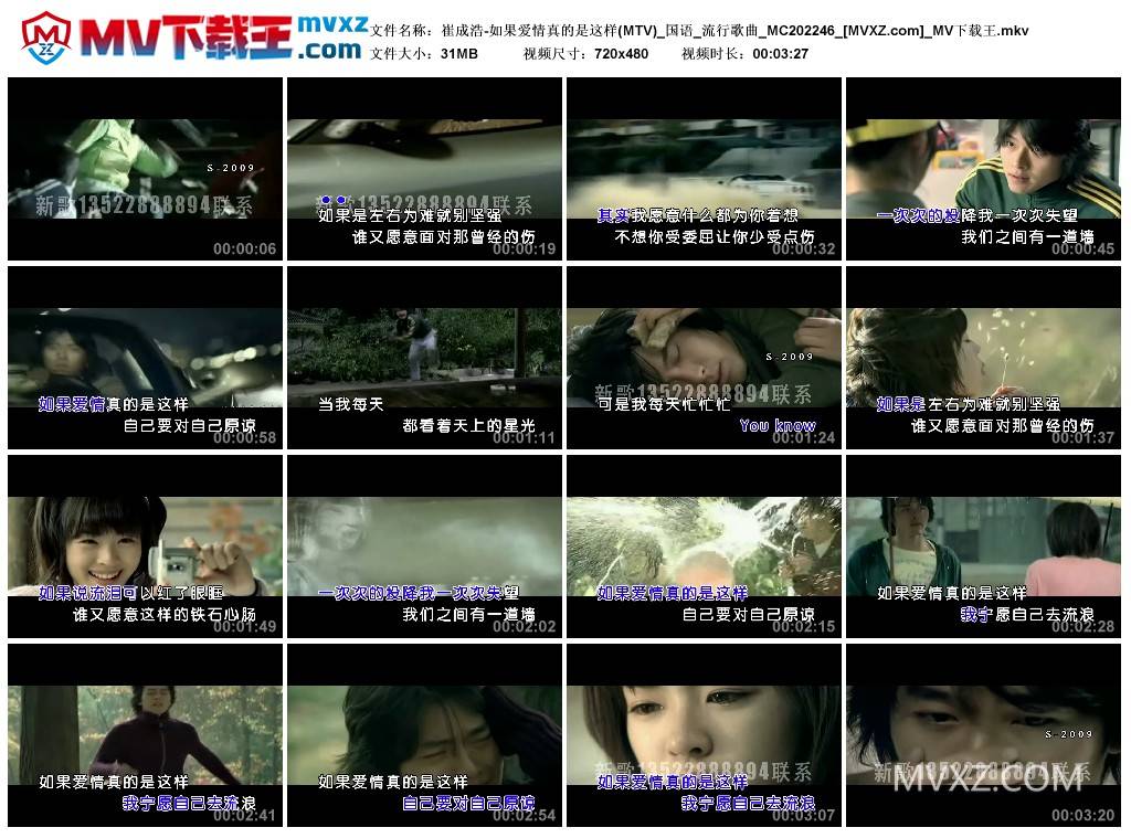 崔成浩-如果爱情真的是这样(MTV)_国语_流行歌曲_MC202246
